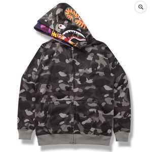A Bathing Ape BAPE Camo Tiger Shark Double Zip Grey Camo M NWT IN PACKAGE